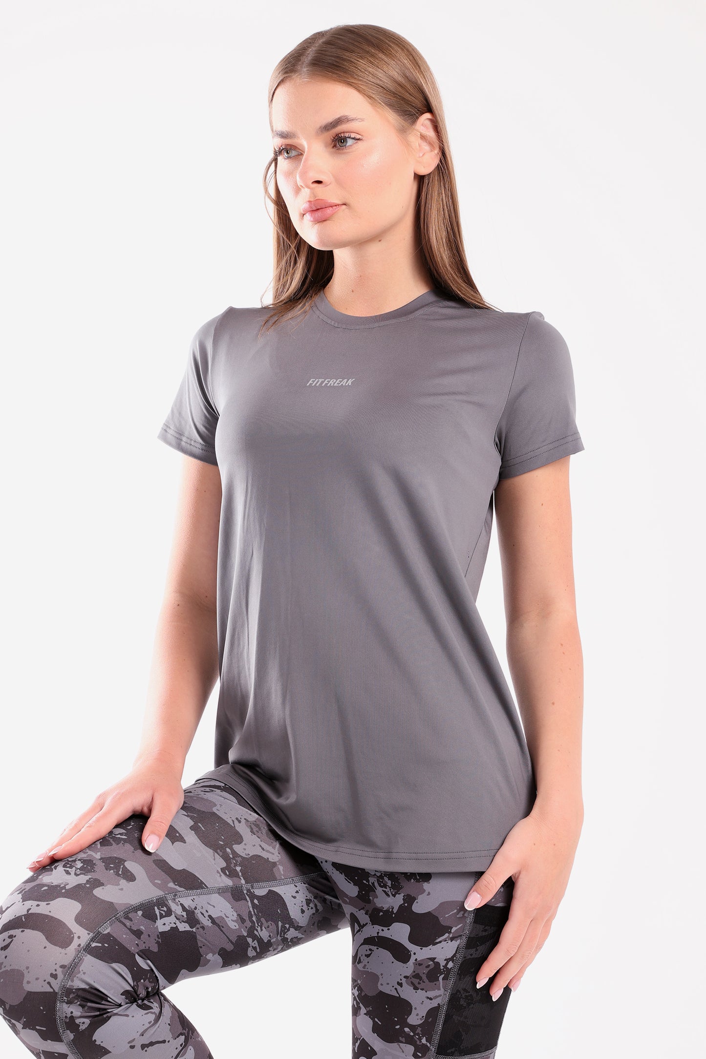 Smoke Grey Running Half Sleeve Top