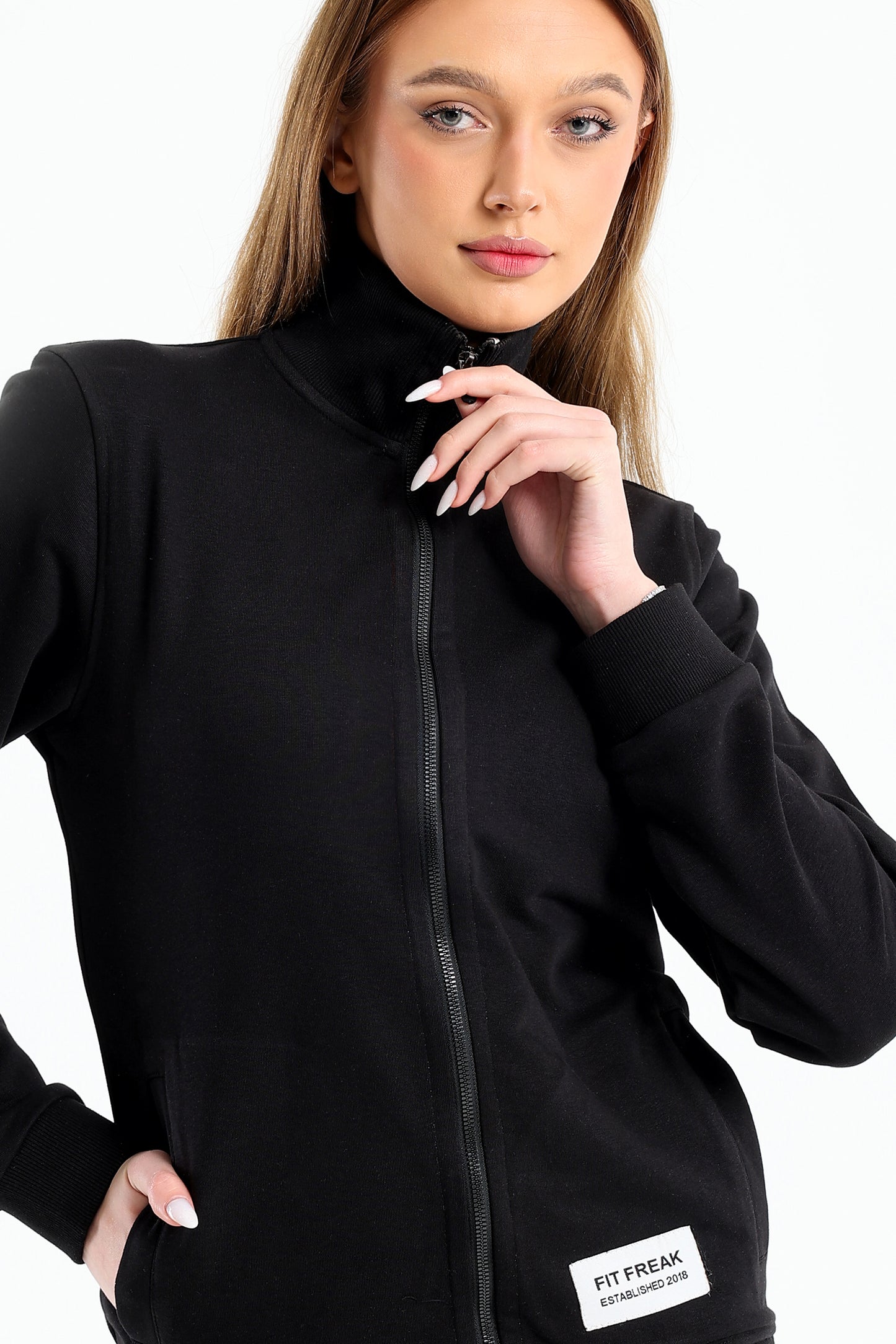 Chill Oversized Stand Up Collar Set In Black