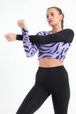 Zebra Printed Long Sleeve Top In Purple