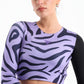 Zebra Printed Long Sleeve Top In Purple