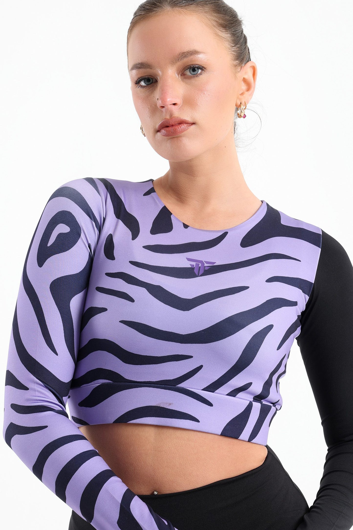 Zebra Printed Long Sleeve Top In Purple