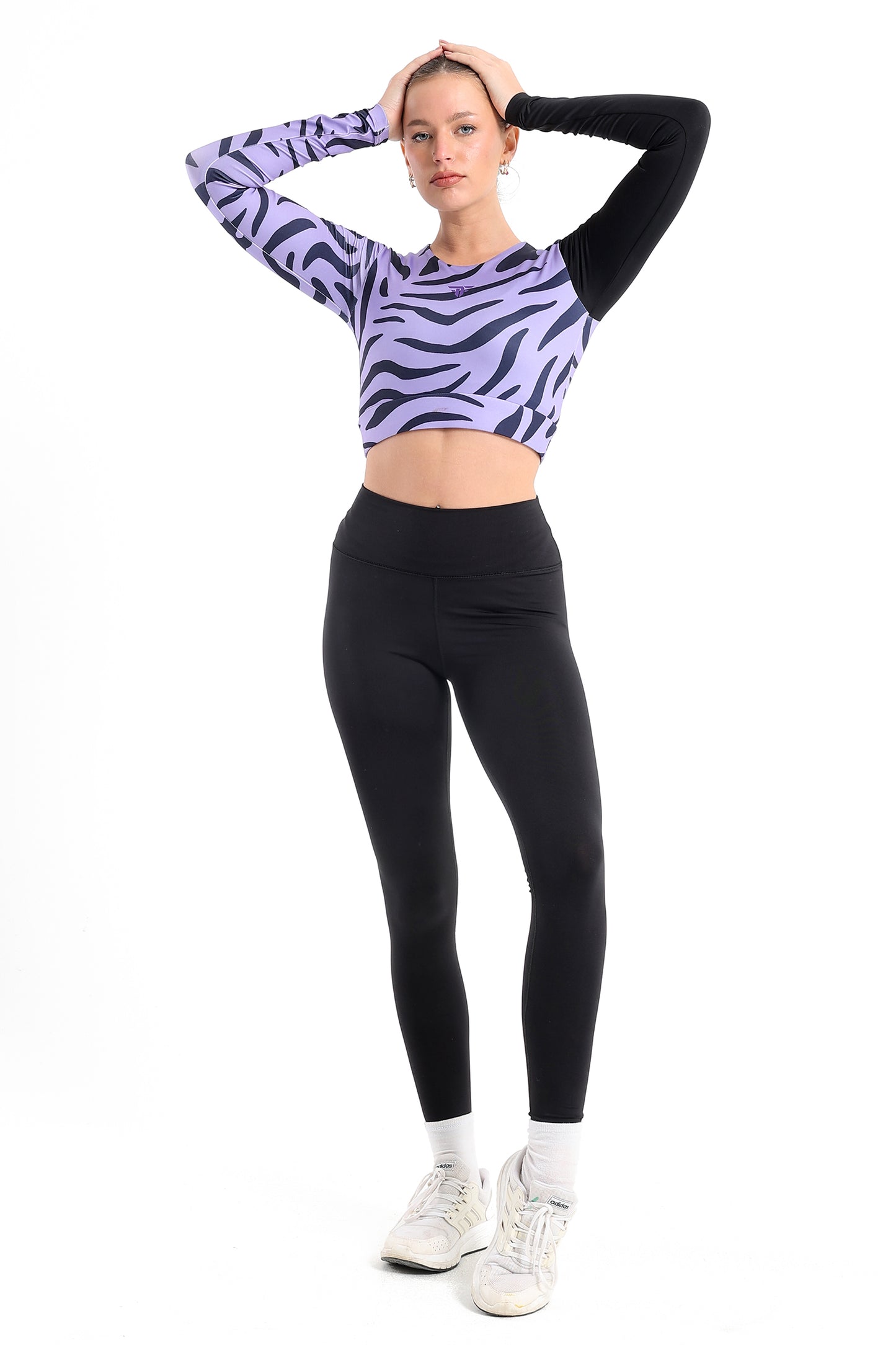 Zebra Printed Long Sleeve Top In Purple