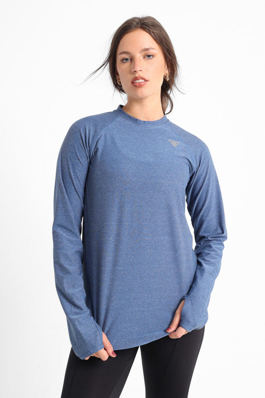 Blue Heather Long Sleeve Top