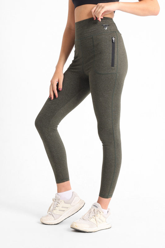 Green Heather Lined Pocket Leggings