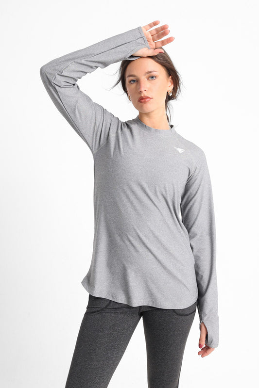 Grey Heather Long Sleeve Top