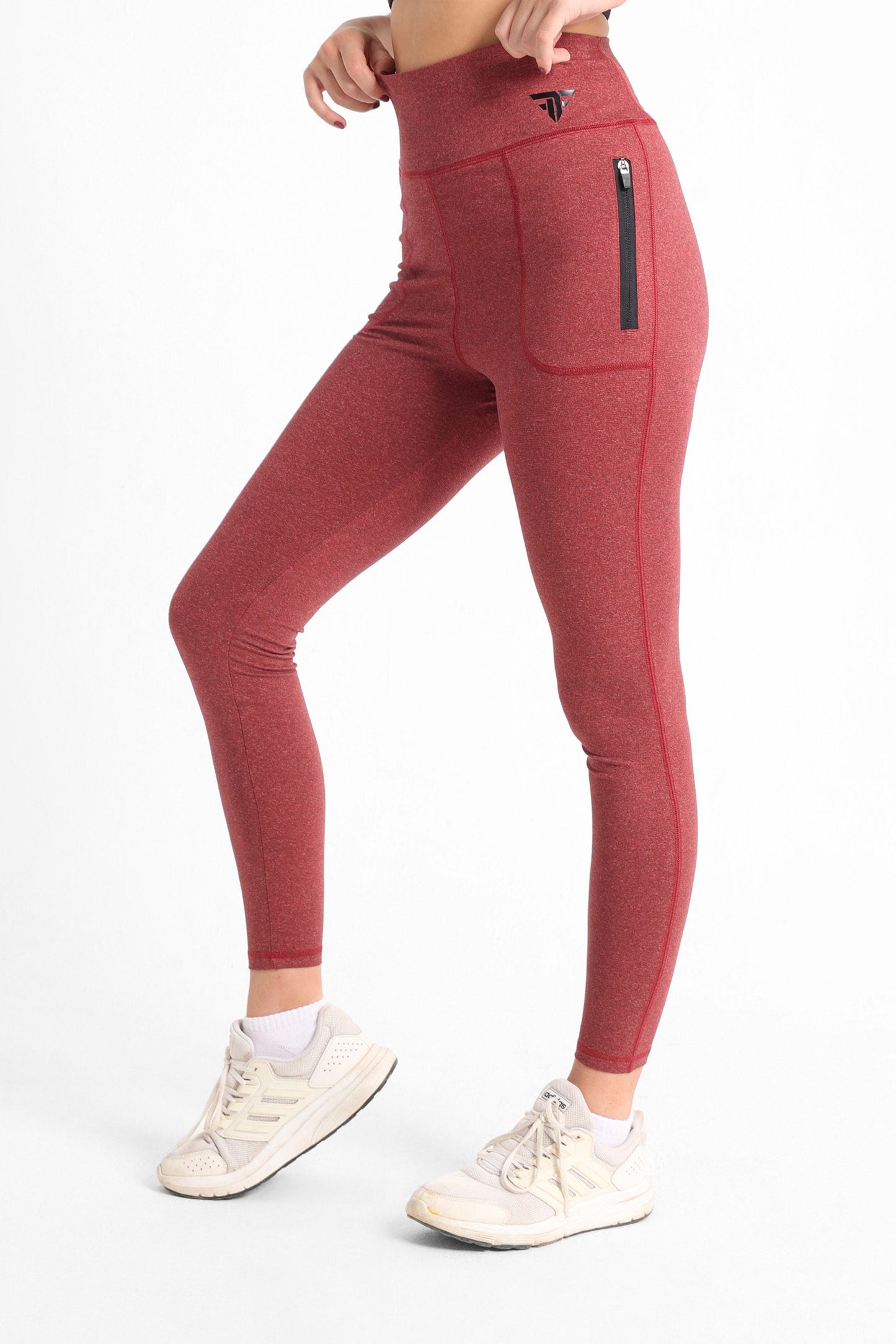 Red Heather Lined Pocket Leggings