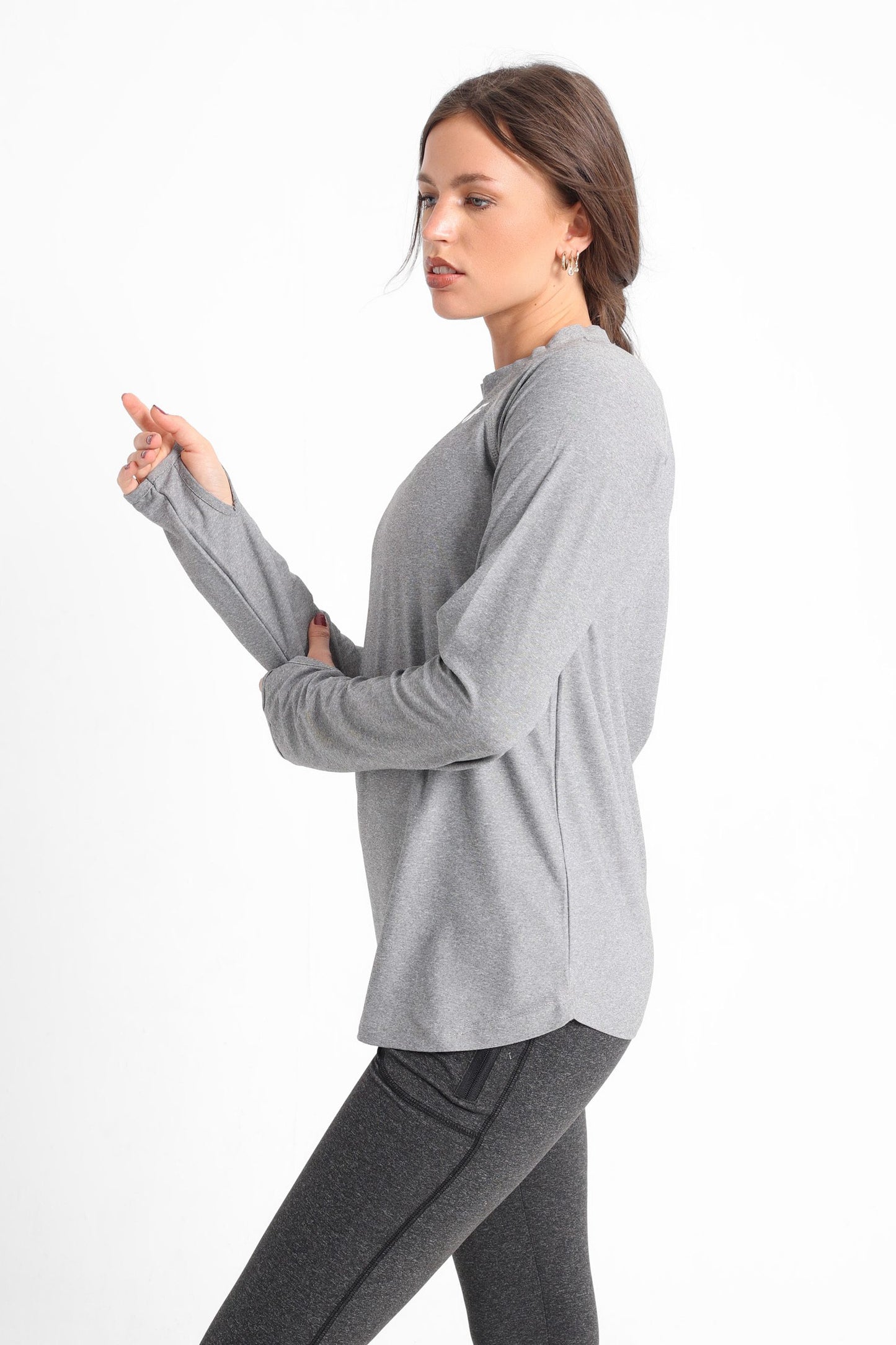 Grey Heather Long Sleeve Top