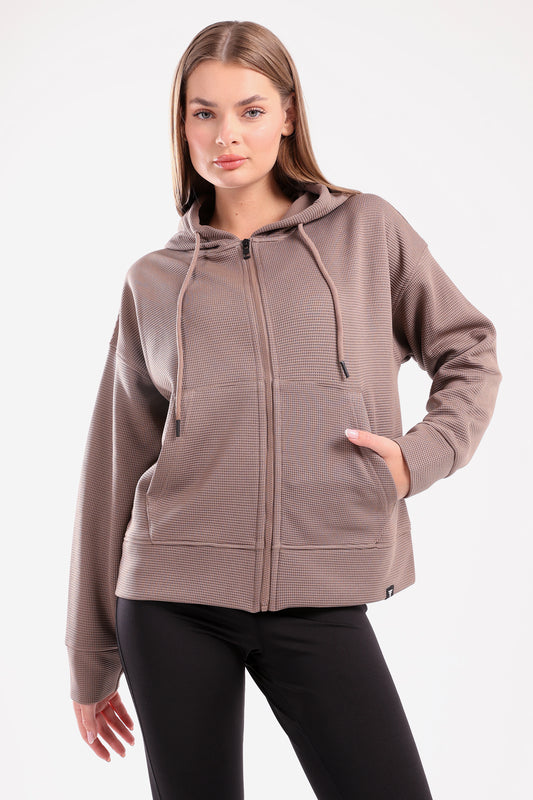 Everyday zipper jacket in brown