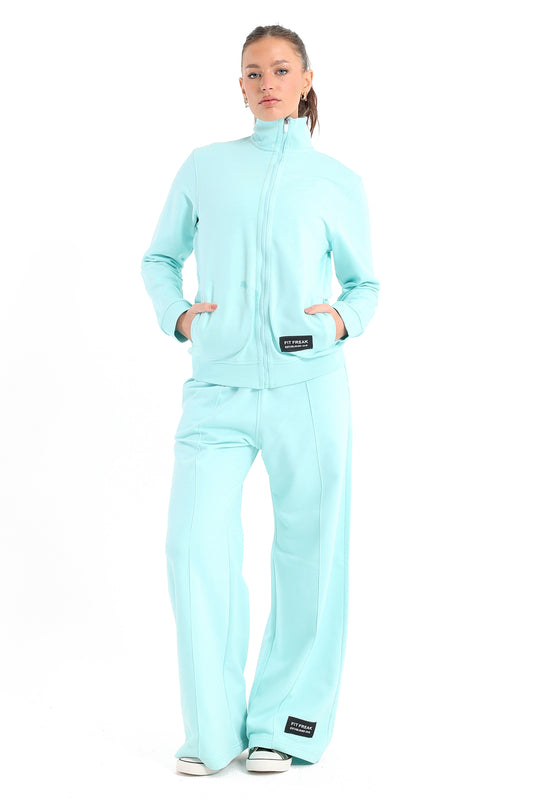 Chill Oversized Stand Up Collar Set In Baby Blue