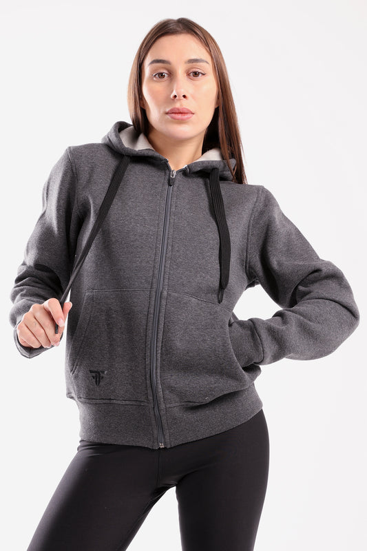 Fit zip up jacket in dark grey