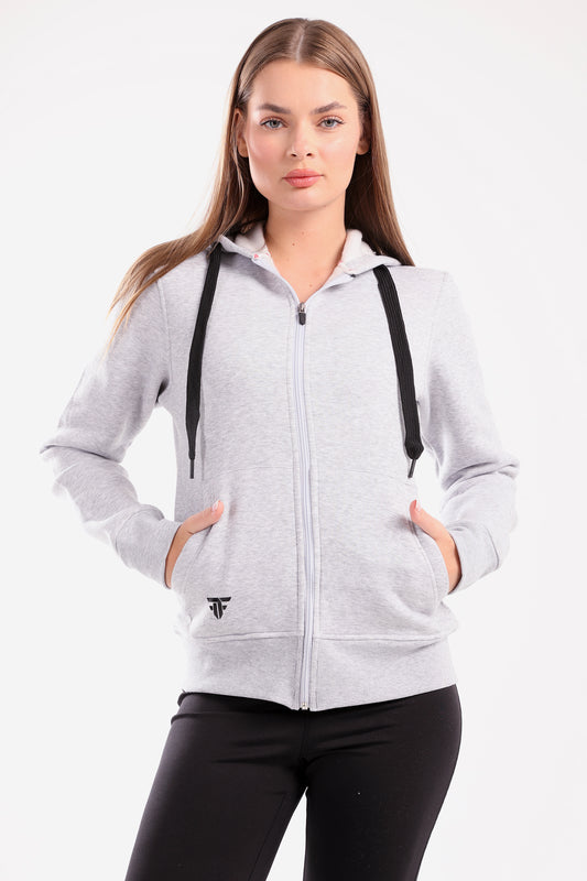 Fit zip up jacket in light grey