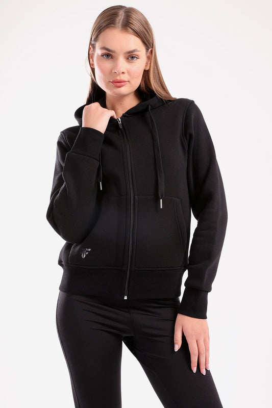 Fit zip up jacket in black