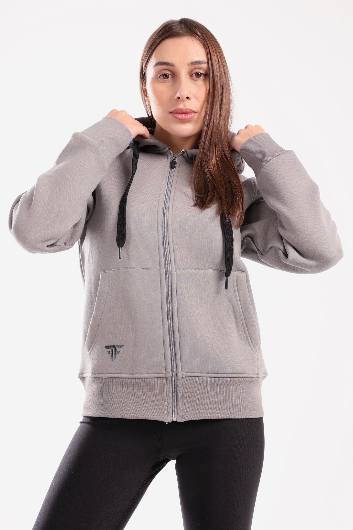 Fit zip up jacket in greige