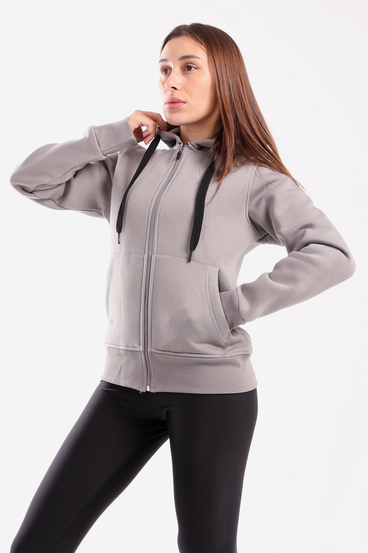 Fit zip up jacket in greige