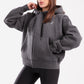 Boxy zip up jacket in dark grey