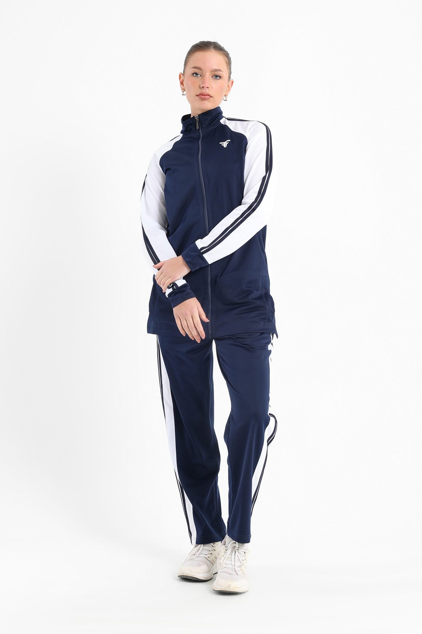 Classic Stand Up Collar Tracksuit In Dark Blue