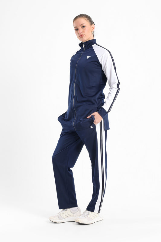 Classic Stand Up Collar Tracksuit In Dark Blue