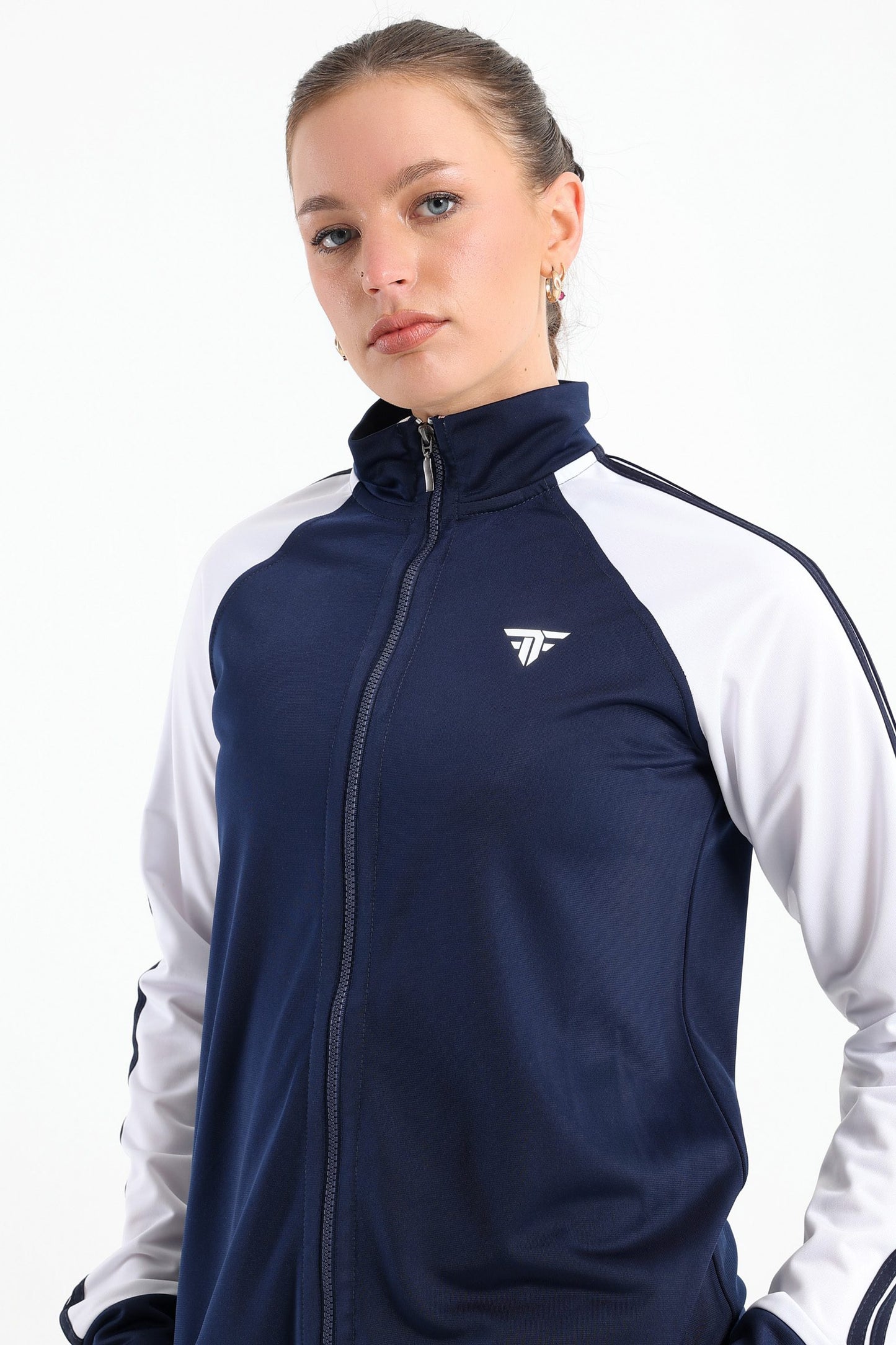 Classic Stand Up Collar Tracksuit In Dark Blue