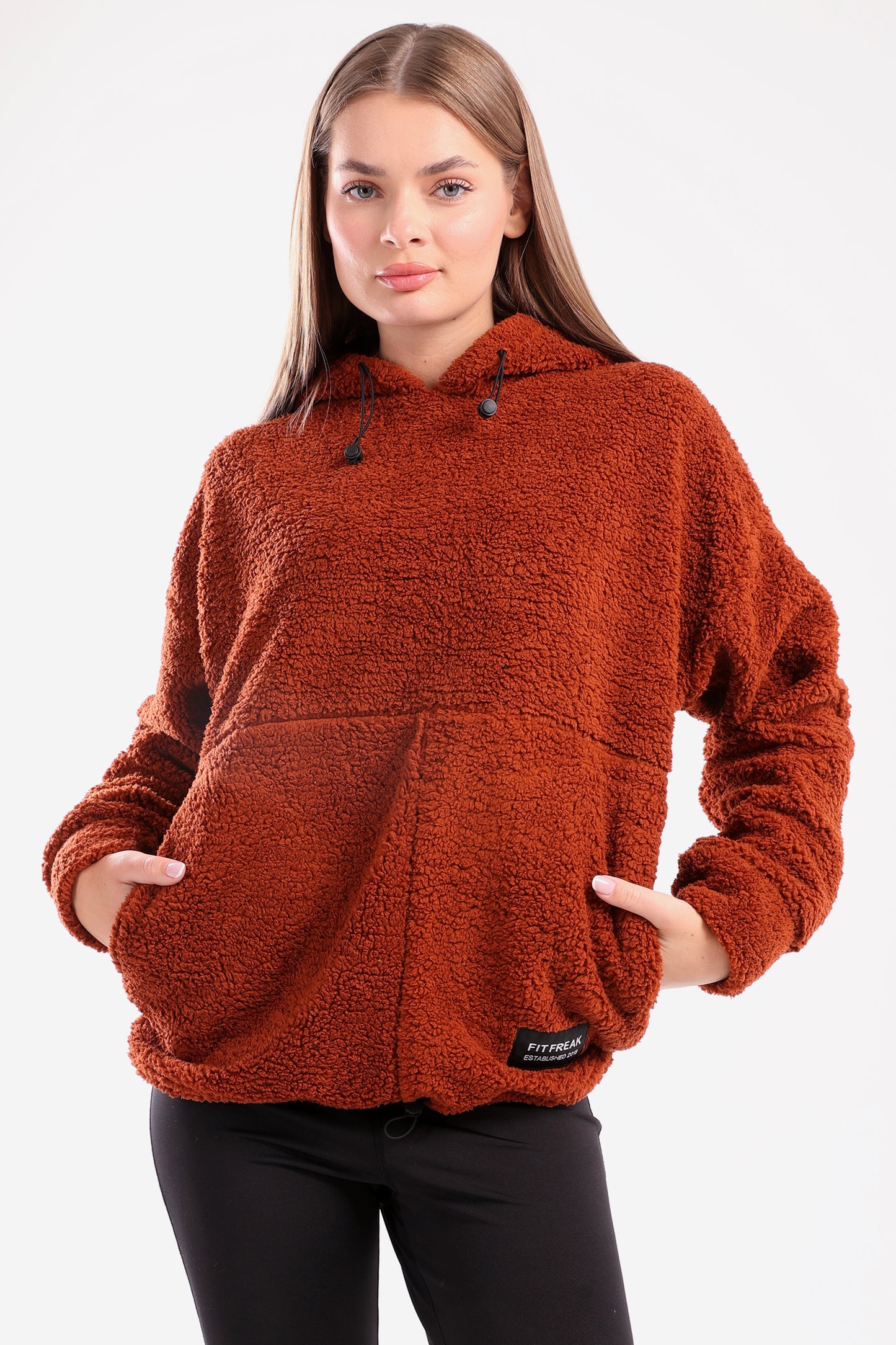 Oversized plush hoodie in orange