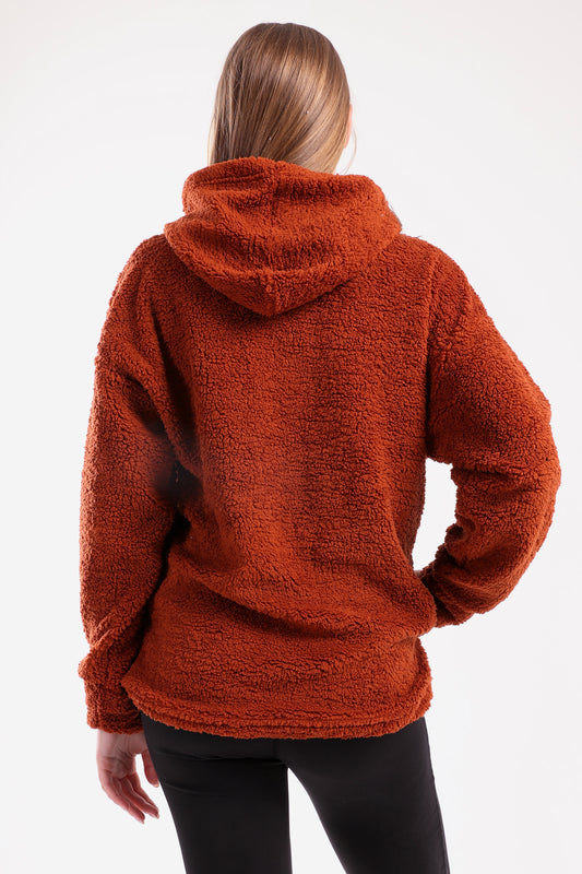 Oversized plush hoodie in orange