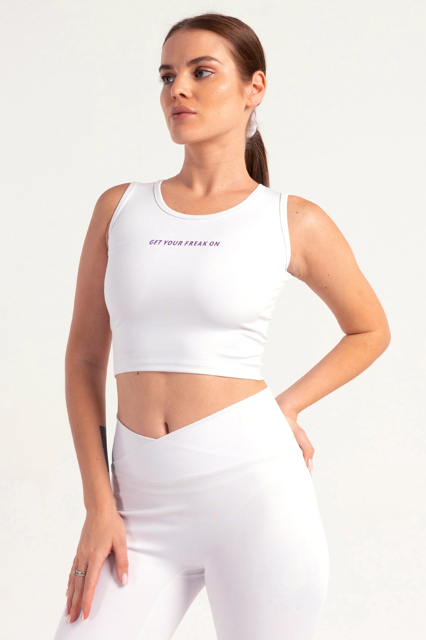 Hybrid White Edge Crop Top