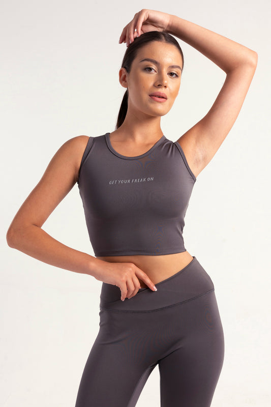 Hybrid Smoke Grey Edge Crop Top