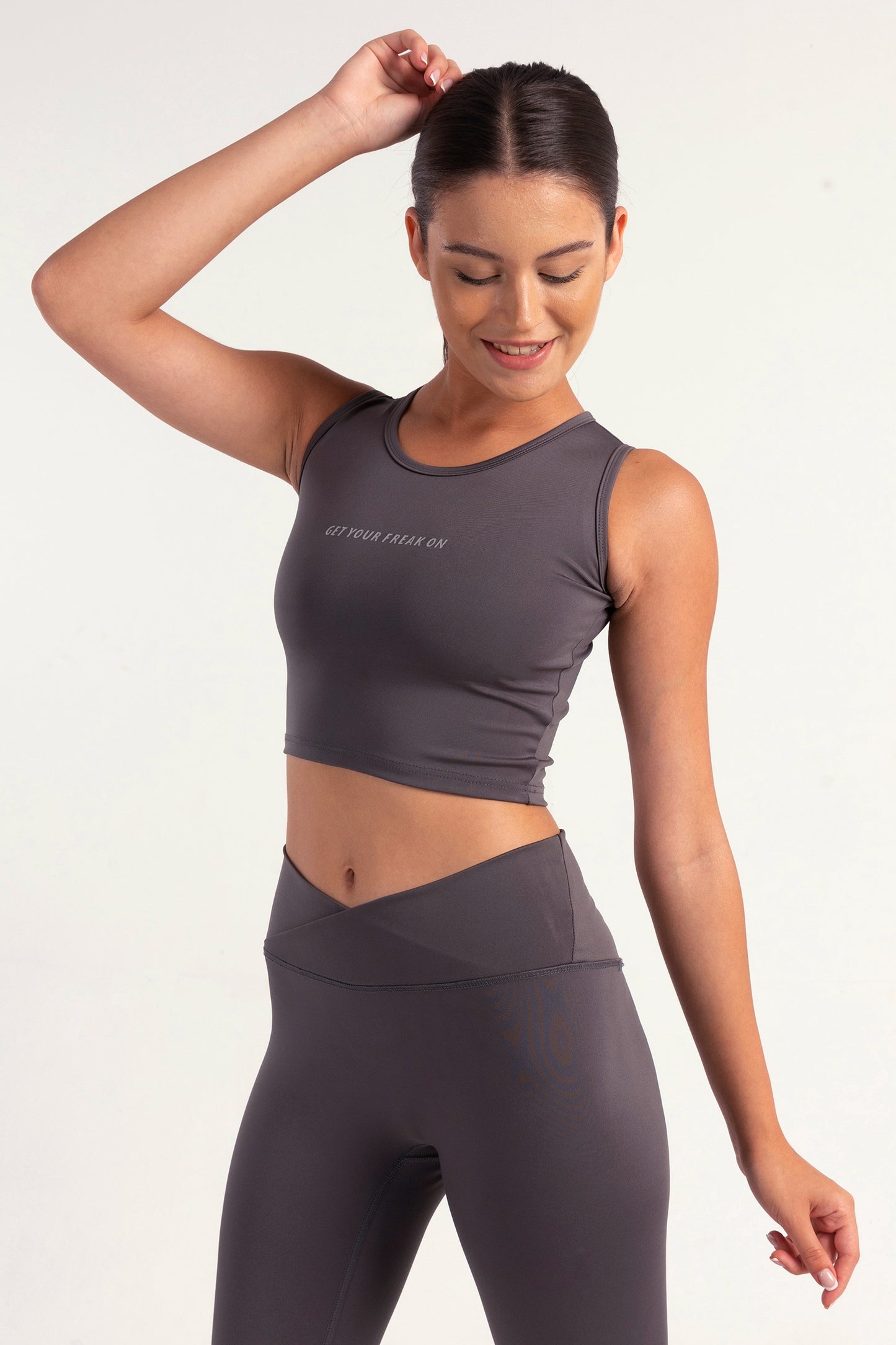 Hybrid Smoke Grey Edge Crop Top