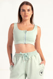 Hybrid Mint Zip Sports Bra