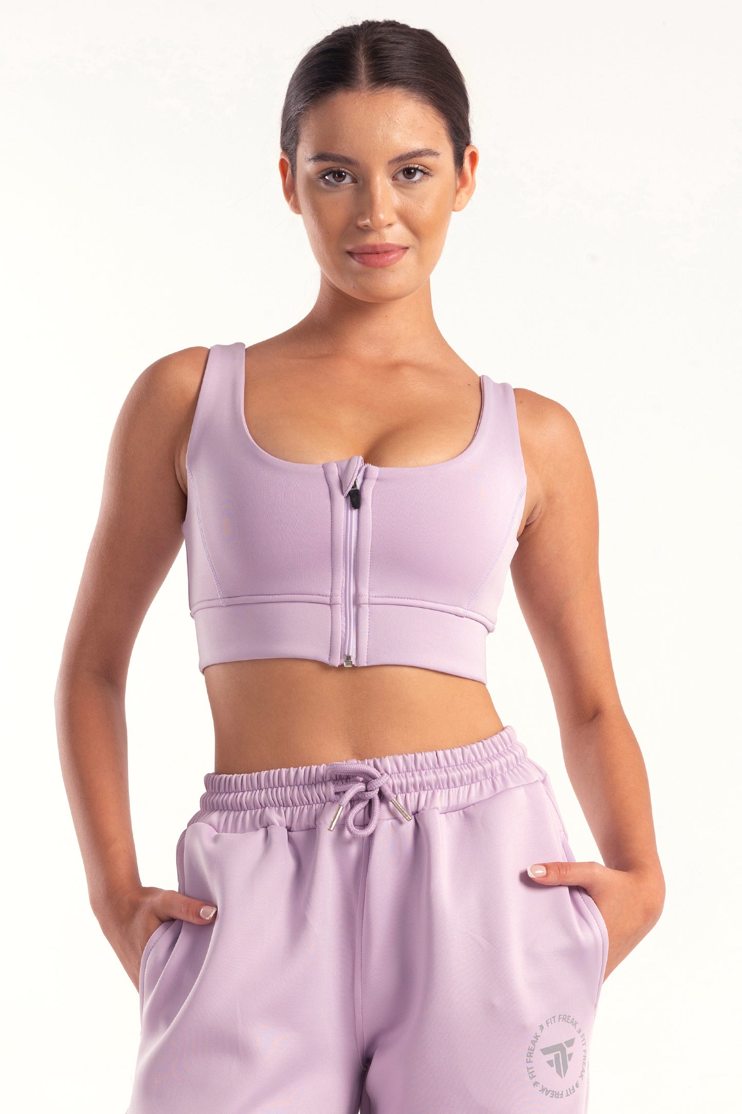 Hybrid Lilac Zip Sports Bra