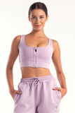 Hybrid Lilac Zip Sports Bra
