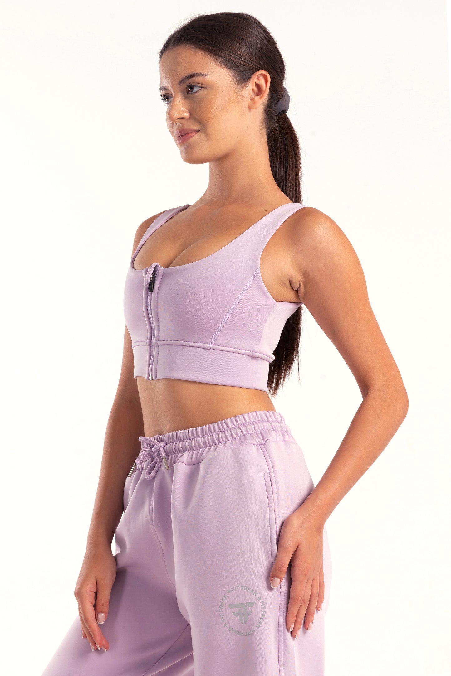 Hybrid Lilac Zip Sports Bra
