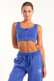 Hybrid Blue Zip Sports Bra