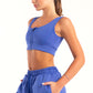 Hybrid Blue Zip Sports Bra