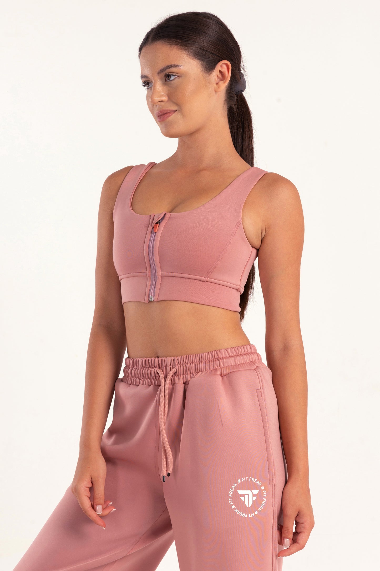 Hybrid Rose Zip Sports Bra