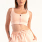 Hybrid Peach Zip Sports Bra