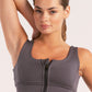 Hybrid Smoke Grey Zip Sports Bra