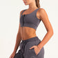 Hybrid Smoke Grey Zip Sports Bra