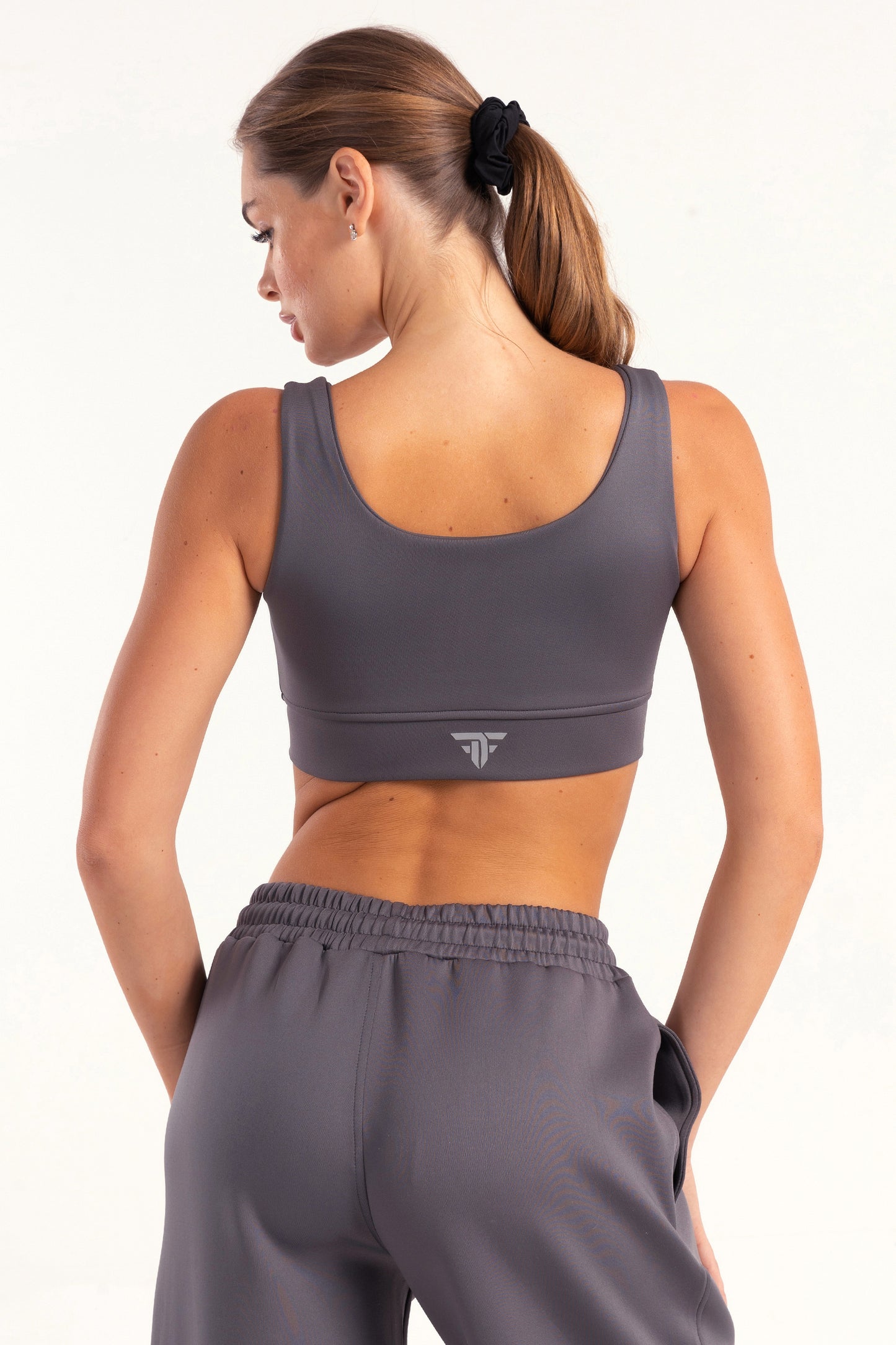 Hybrid Smoke Grey Zip Sports Bra