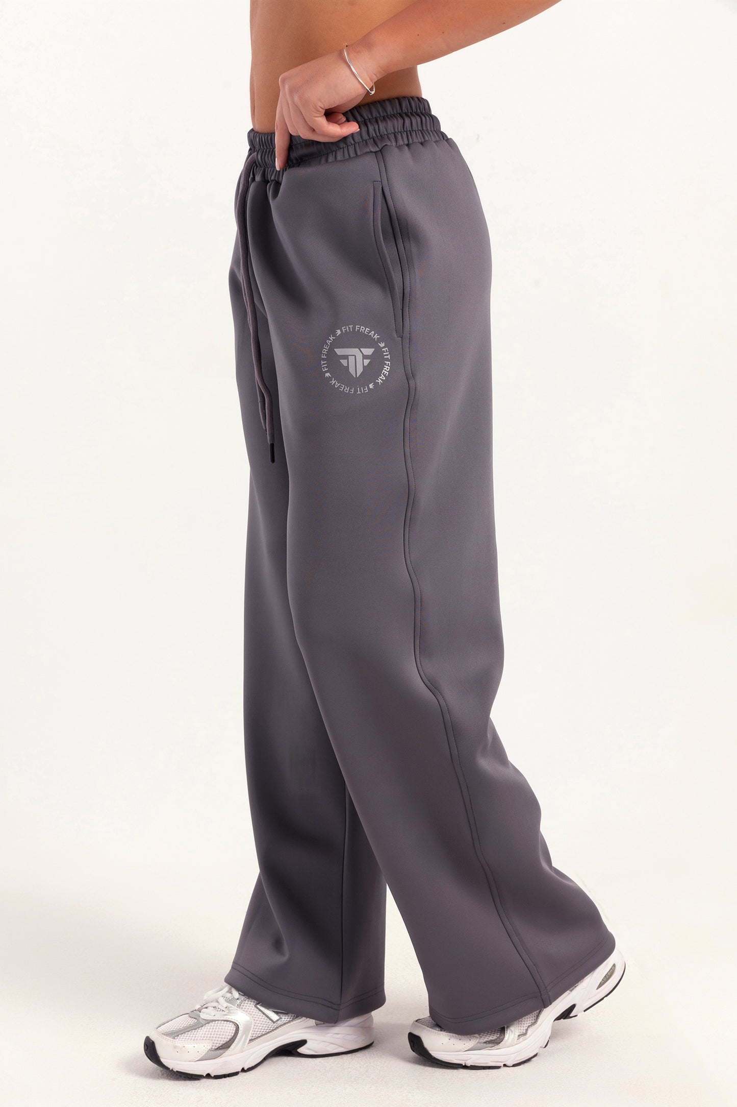 Hybrid Smoke Grey Wide Leg Sweatpants