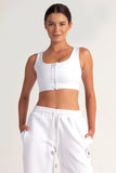 Hybrid white Zip Sports Bra