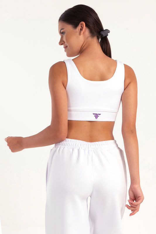 Hybrid white Zip Sports Bra