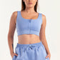 Hybrid Sky Blue Zip Sports Bra