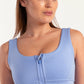 Hybrid Sky Blue Zip Sports Bra