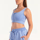 Hybrid Sky Blue Zip Sports Bra
