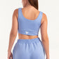 Hybrid Sky Blue Zip Sports Bra
