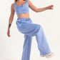 Hybrid Sky Blue Wide Leg Sweatpants