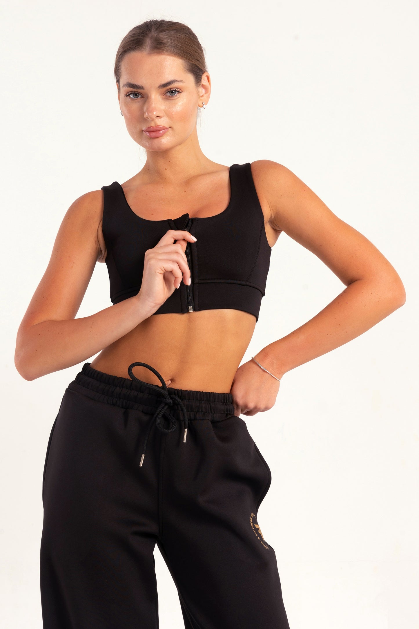 Hybrid Black Zip Sports Bra