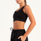 Hybrid Black Zip Sports Bra