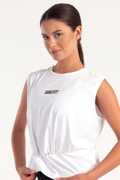 White Twist Knot Sleeveless Top - tops, workout tops