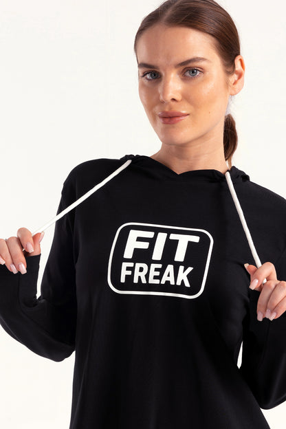 Black Limitless Fit Freak Print Hoodie - tops, workout tops
